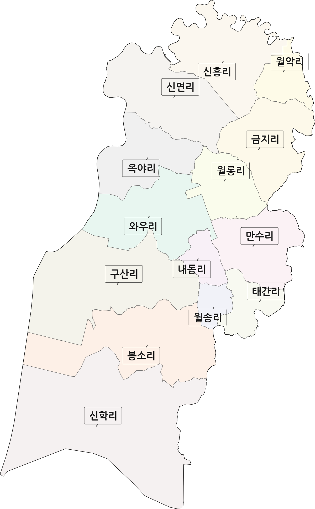 전남광주통합특별시 영암군 시종면 법정동 리 구분 행정구역 경계 지도