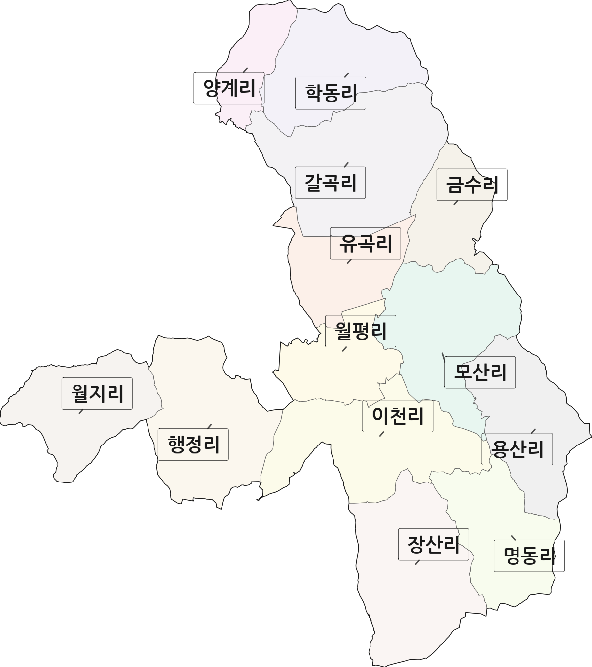 전남광주통합특별시 영암군 신북면 법정동 리 구분 행정구역 경계 지도