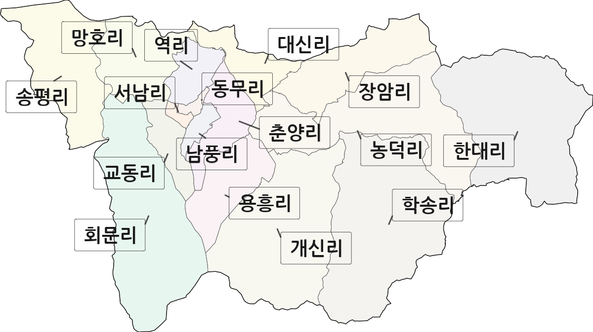 전남광주통합특별시 영암군 영암읍 법정동 리 구분 행정구역 경계 지도