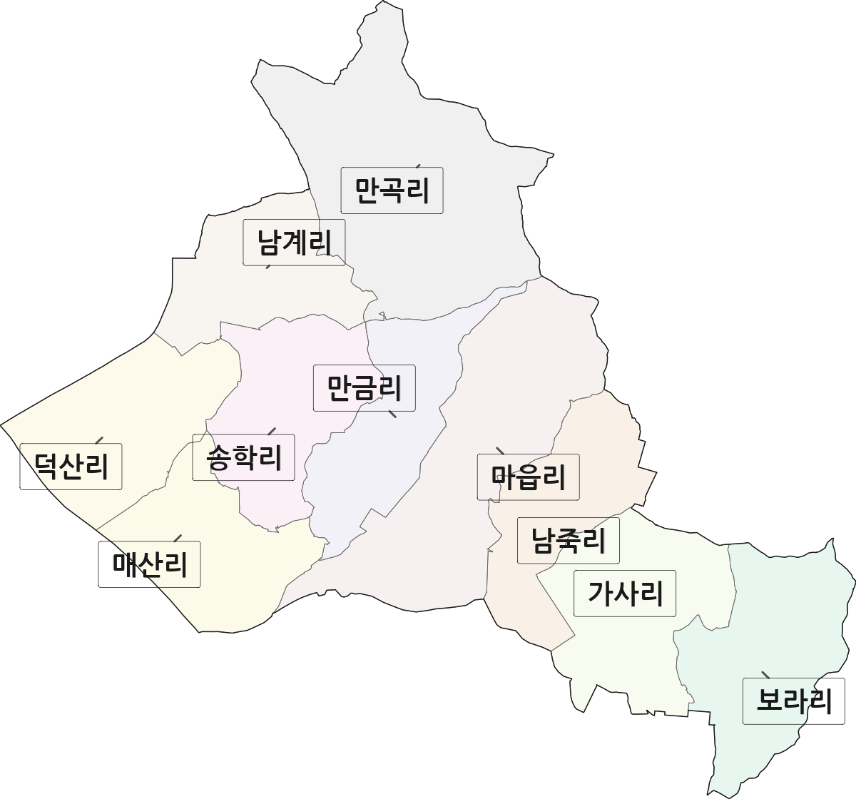 전남광주통합특별시 영광군 군서면 법정동 리 구분 행정구역 경계 지도