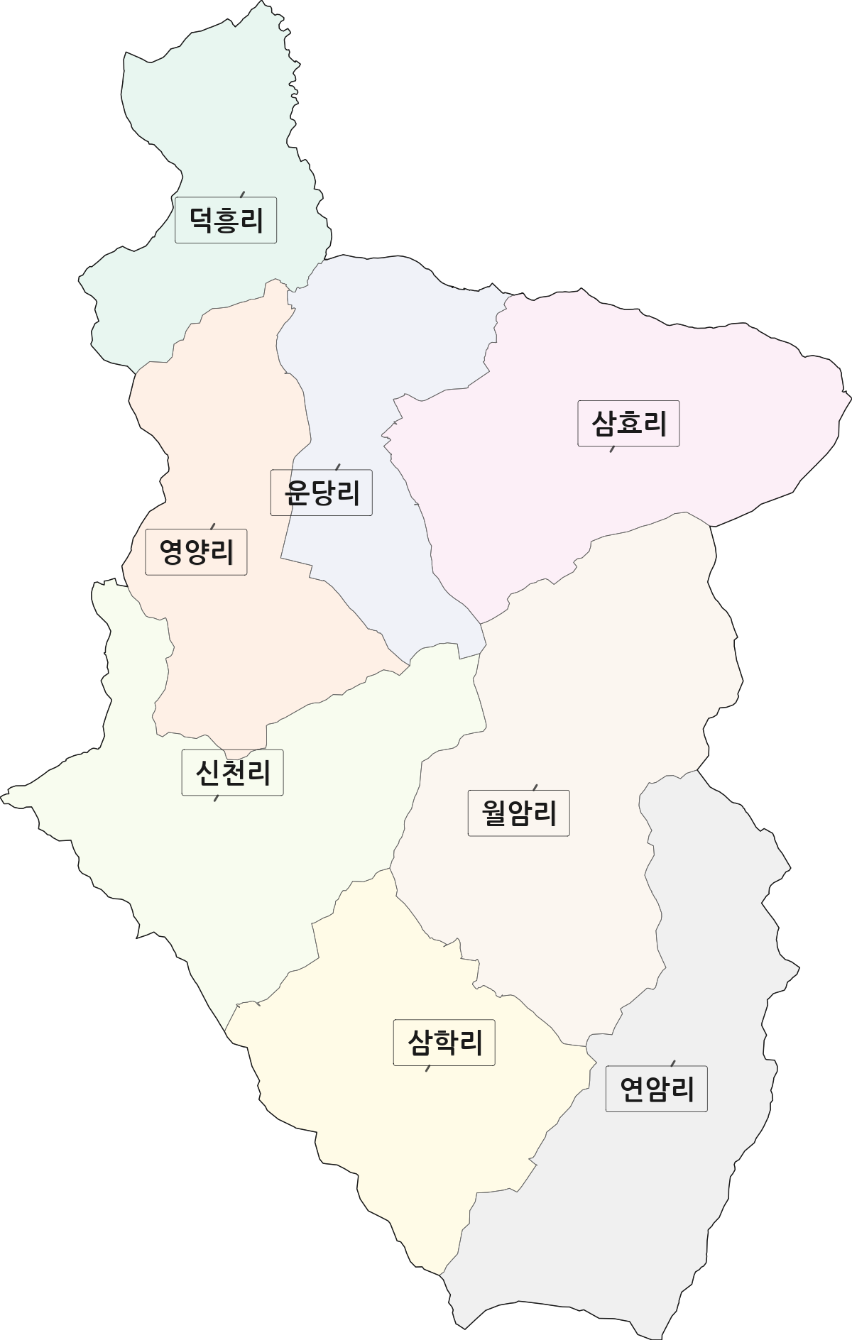 전남광주통합특별시 영광군 묘량면 법정동 리 구분 행정구역 경계 지도
