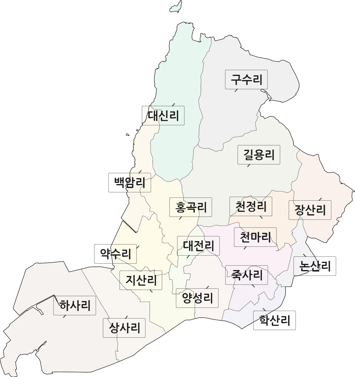 전남광주통합특별시 영광군 백수읍 법정동 리 구분 행정구역 경계 지도