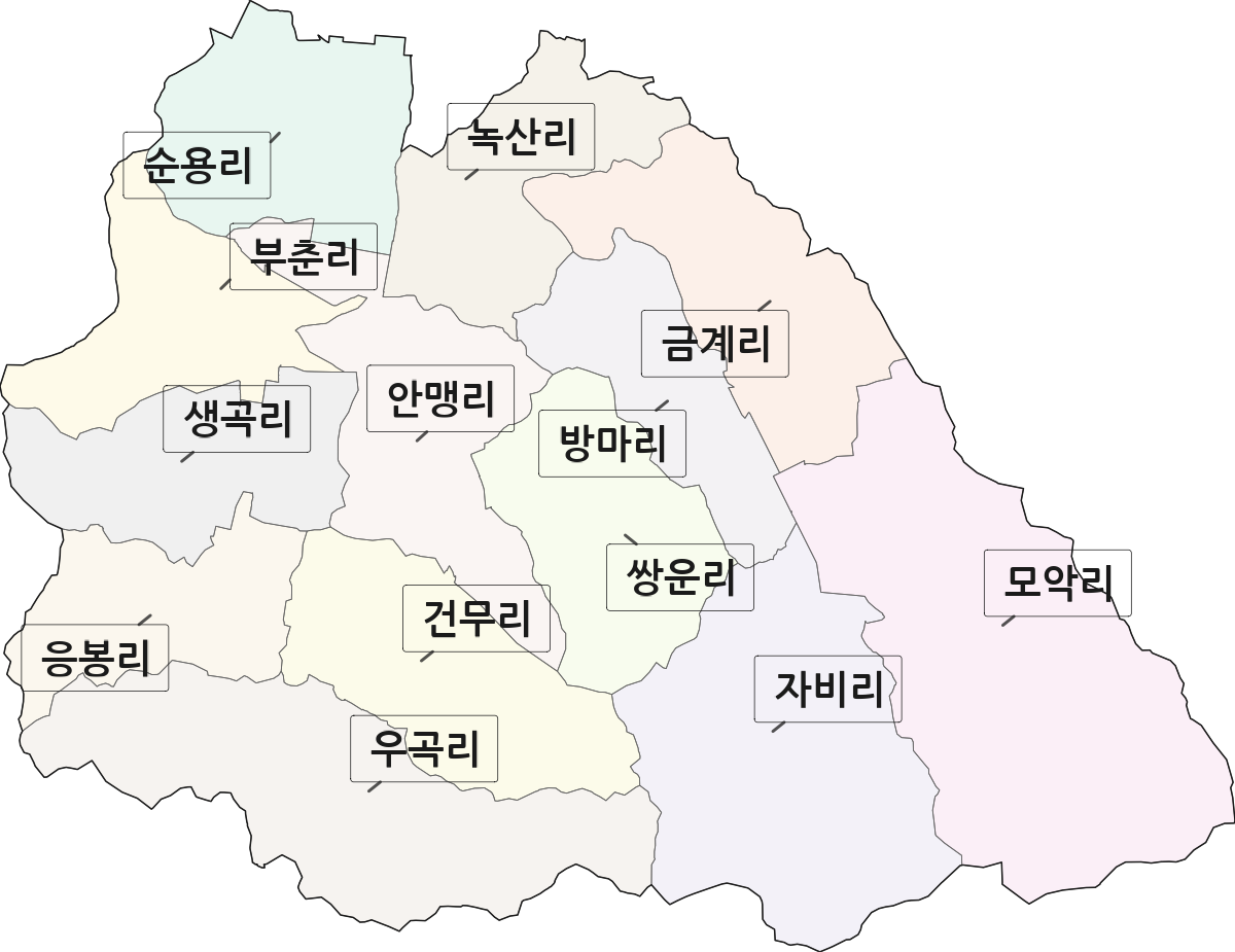전남광주통합특별시 영광군 불갑면 법정동 리 구분 행정구역 경계 지도