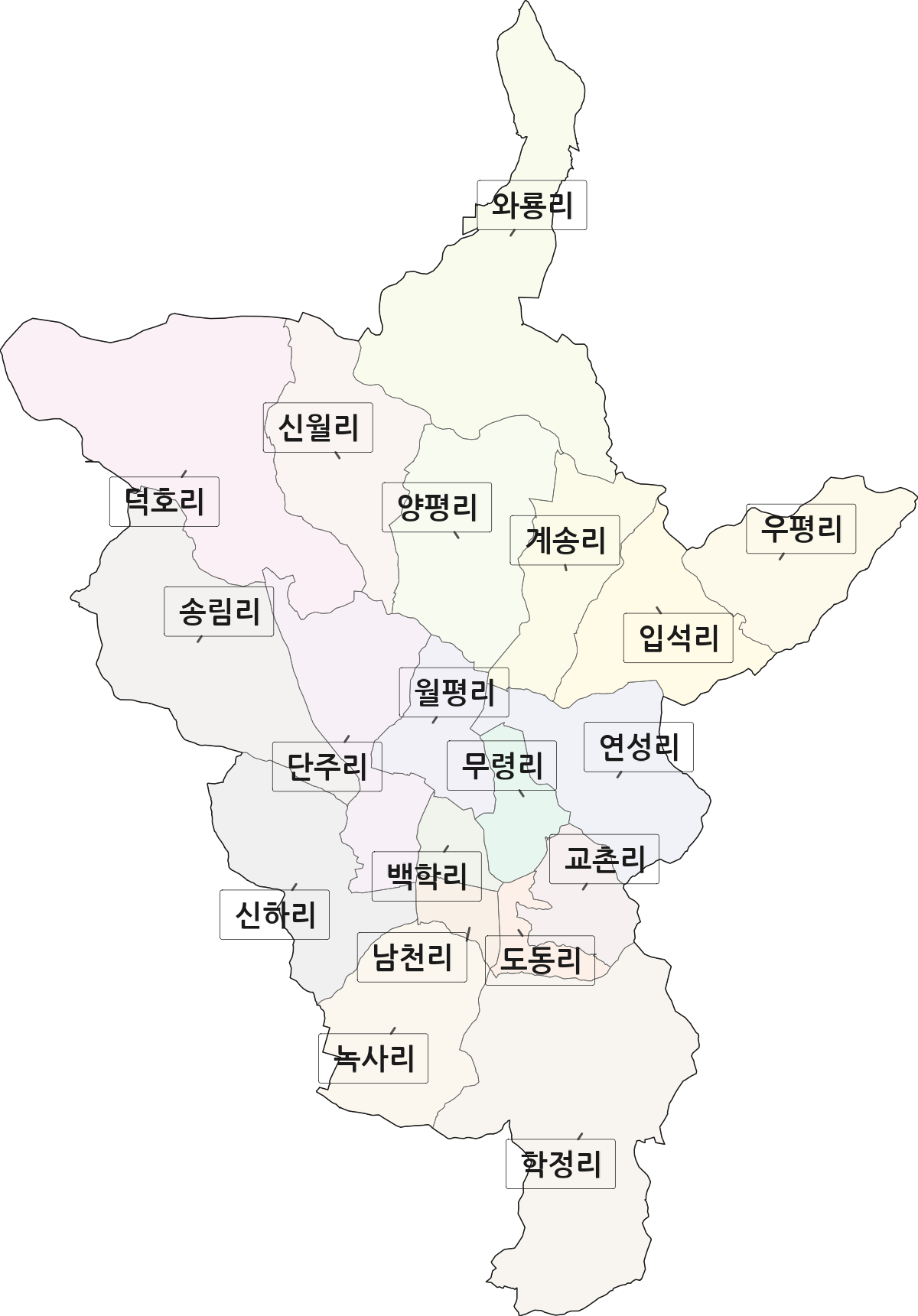 전남광주통합특별시 영광군 영광읍 법정동 리 구분 행정구역 경계 지도