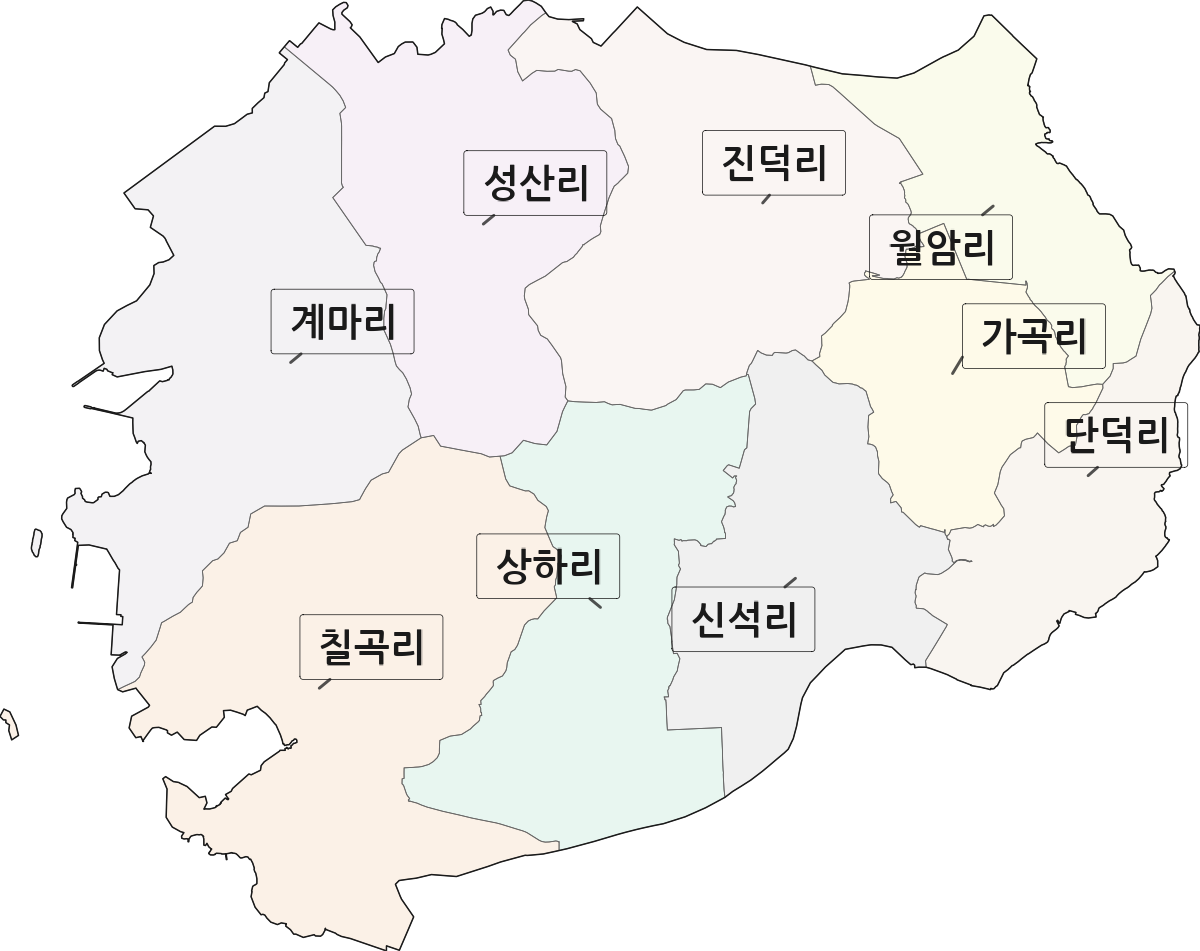 전남광주통합특별시 영광군 홍농읍 법정동 리 구분 행정구역 경계 지도