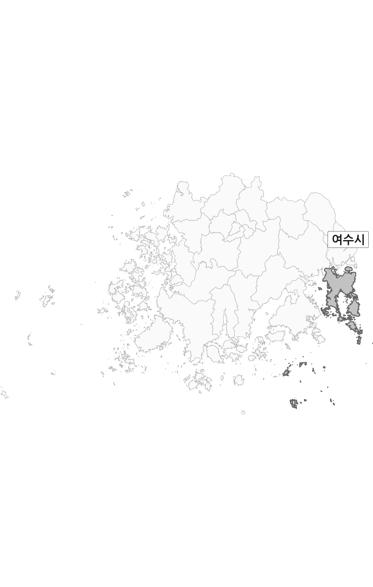 전남광주통합특별시 범위 내 여수시 행정구역 경계 지도