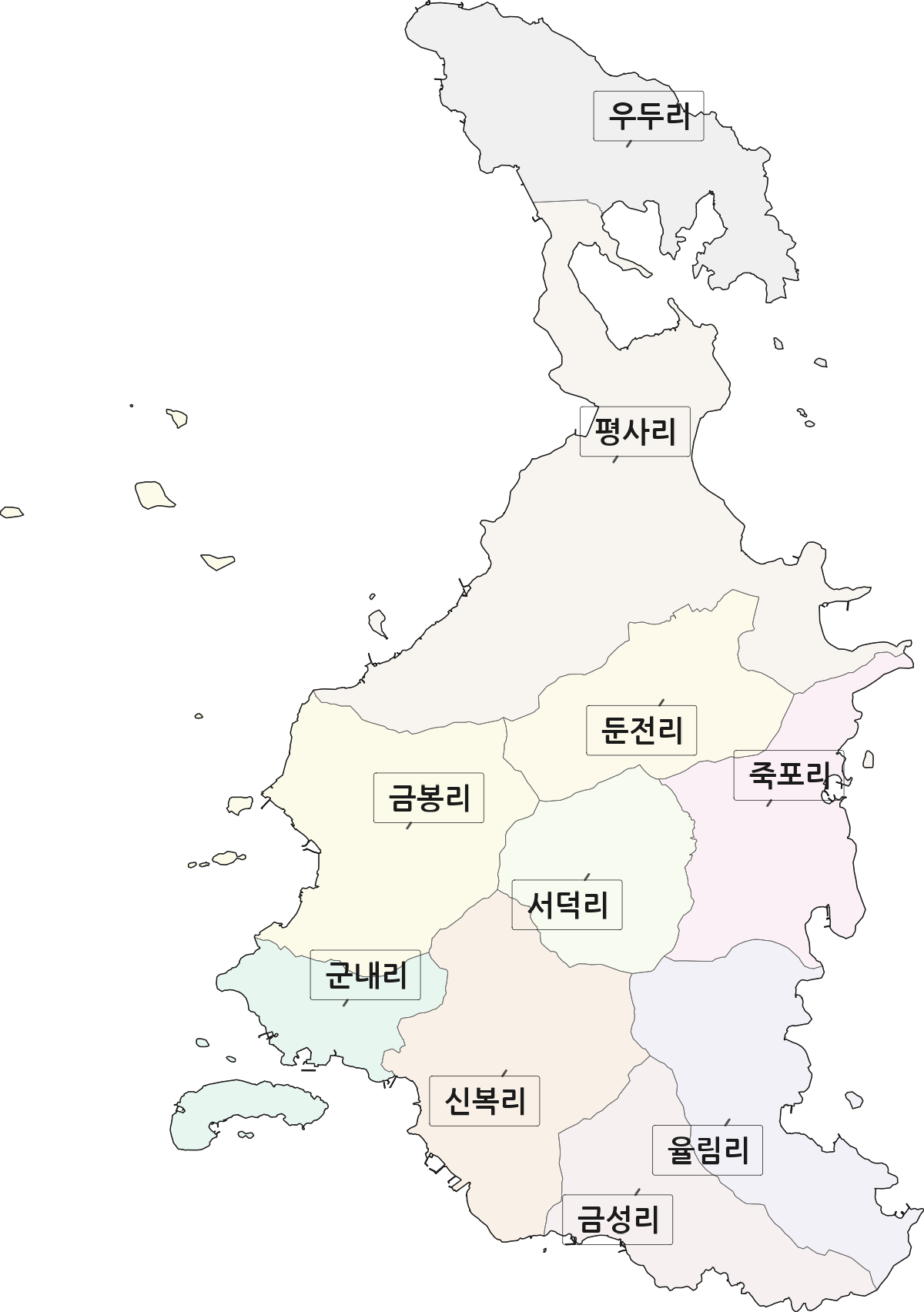 전남광주통합특별시 여수시 돌산읍 법정동 리 구분 행정구역 경계 지도