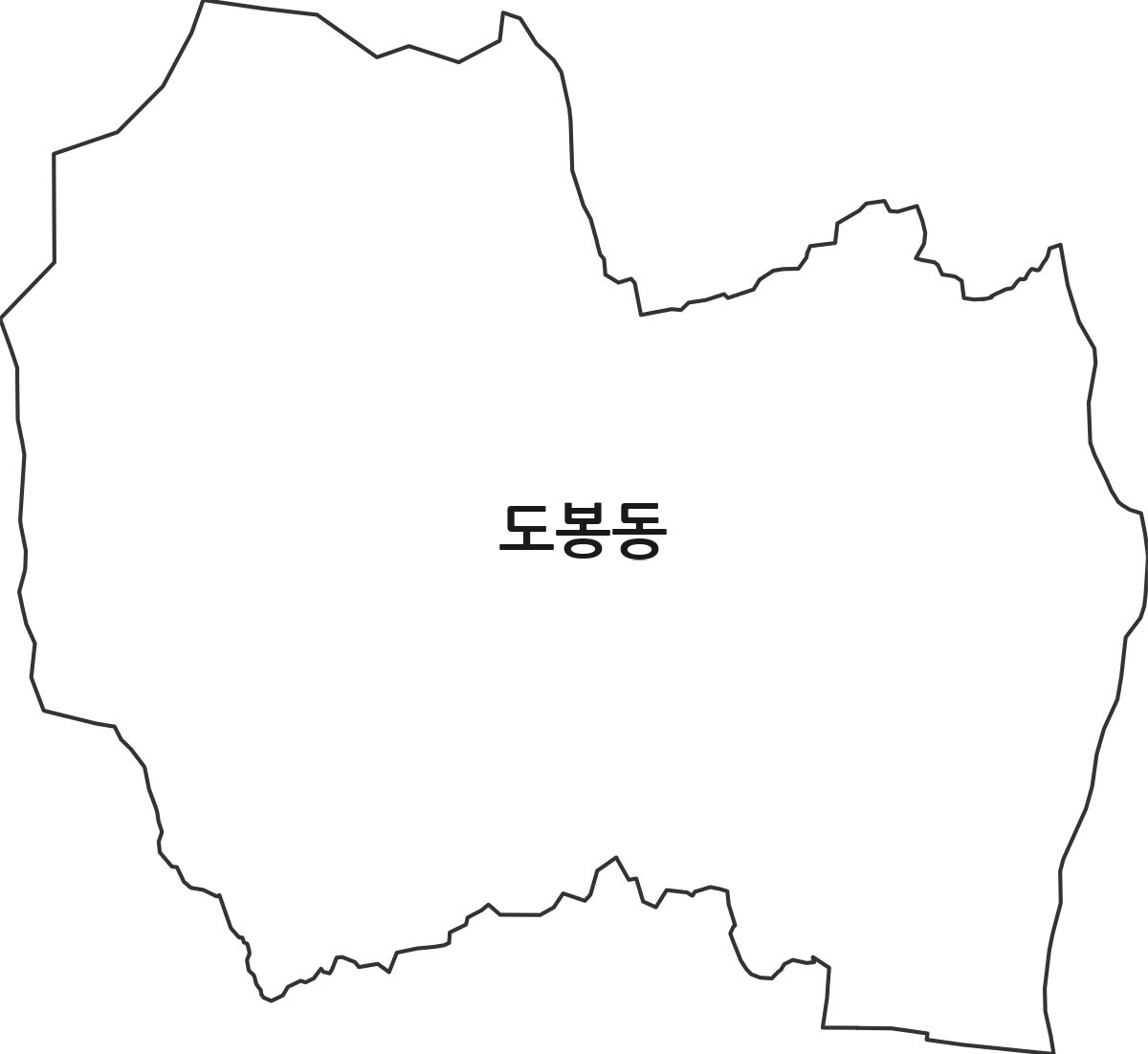 서울특별시 도봉구 도봉동 법정동 행정구역 경계 지도