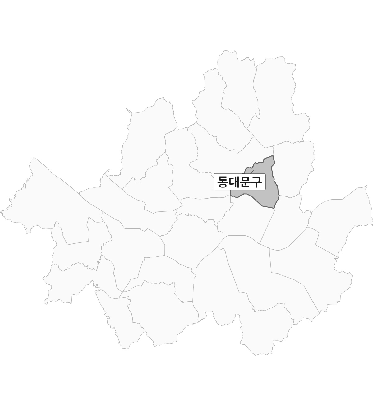 서울특별시 범위 내 동대문구 행정구역 경계 지도