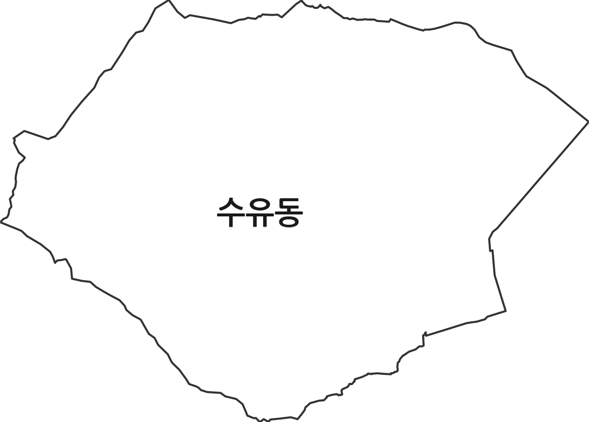 서울특별시 강북구 수유동 법정동 행정구역 경계 지도