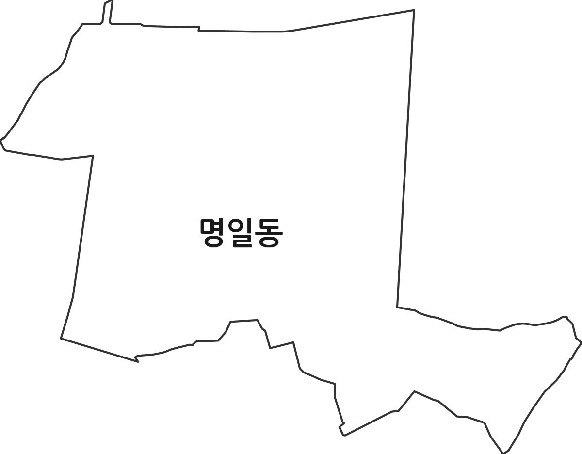 서울특별시 강동구 명일동 법정동 행정구역 경계 지도