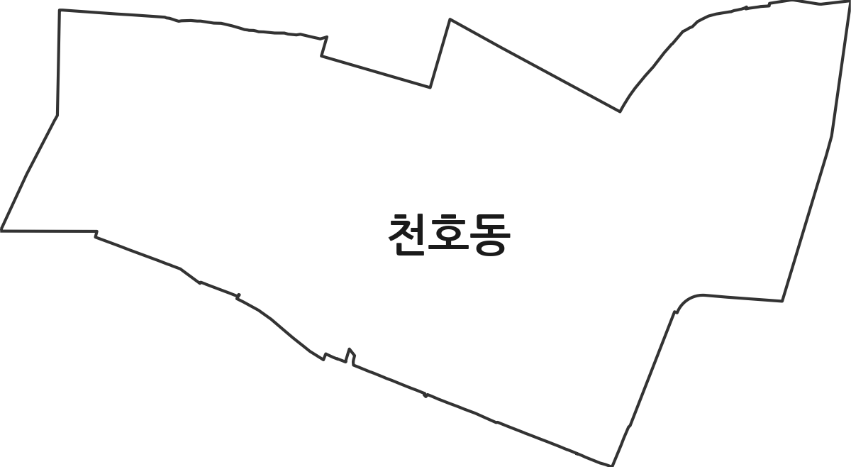 서울특별시 강동구 천호동 법정동 행정구역 경계 지도