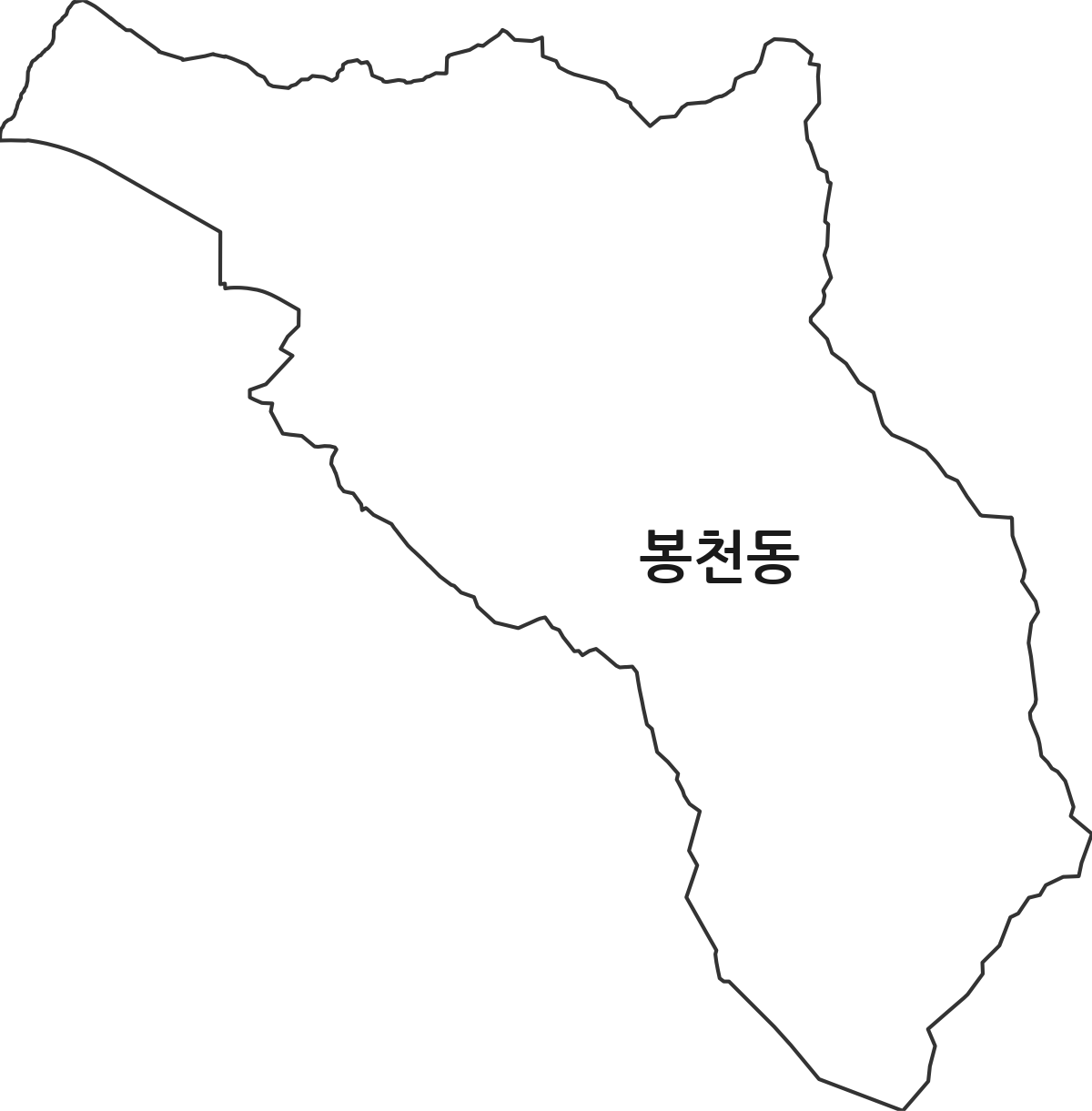 서울특별시 관악구 봉천동 법정동 행정구역 경계 지도