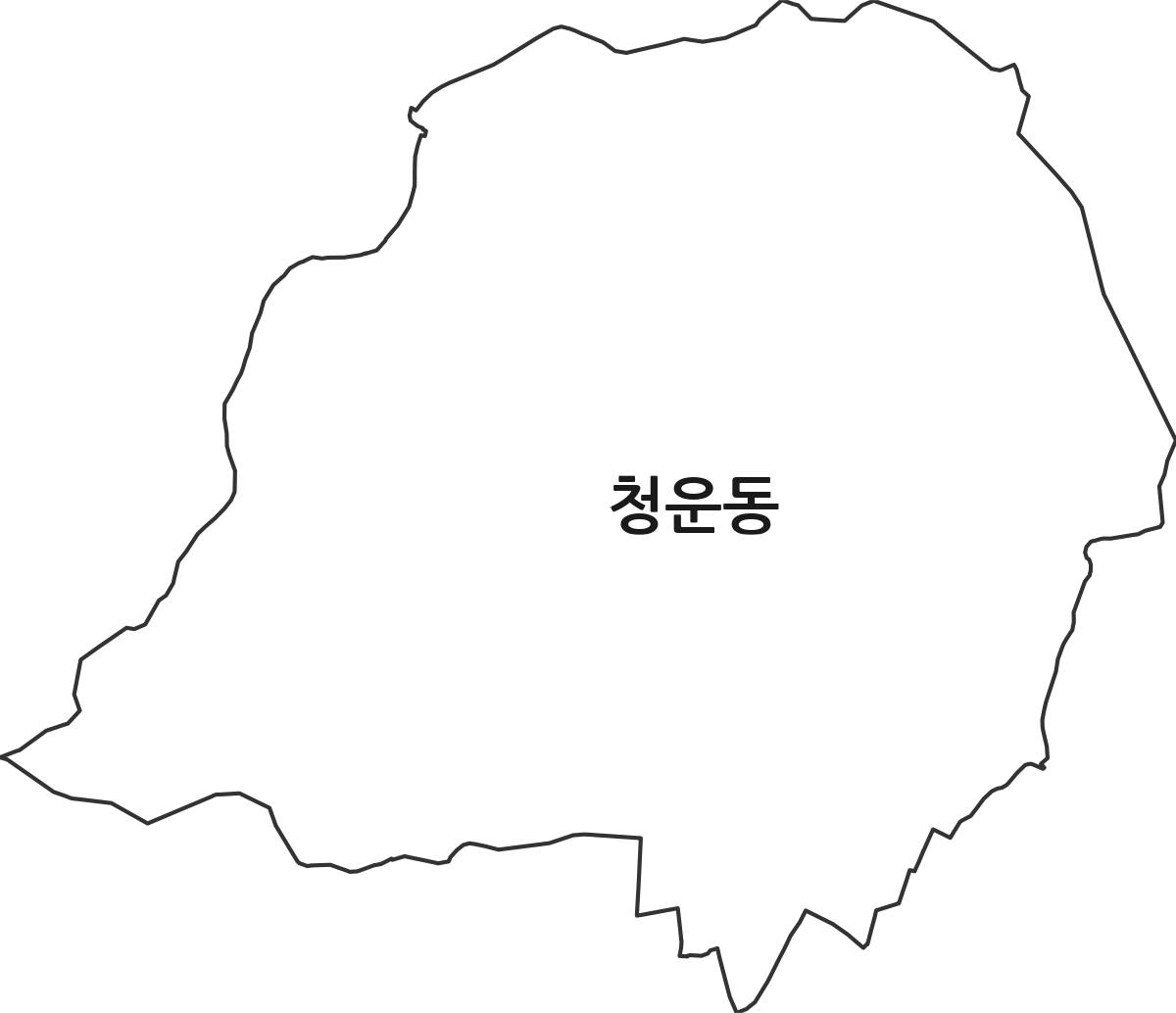 서울특별시 종로구 청운동 법정동 행정구역 경계 지도