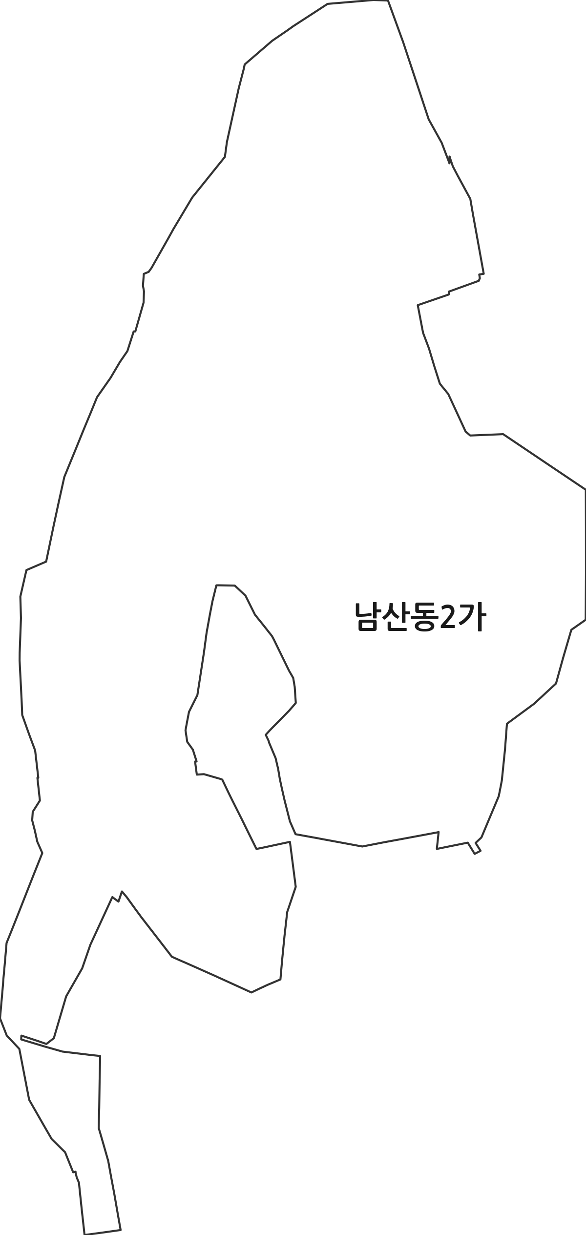서울특별시 중구 남산동2가 법정동 행정구역 경계 지도