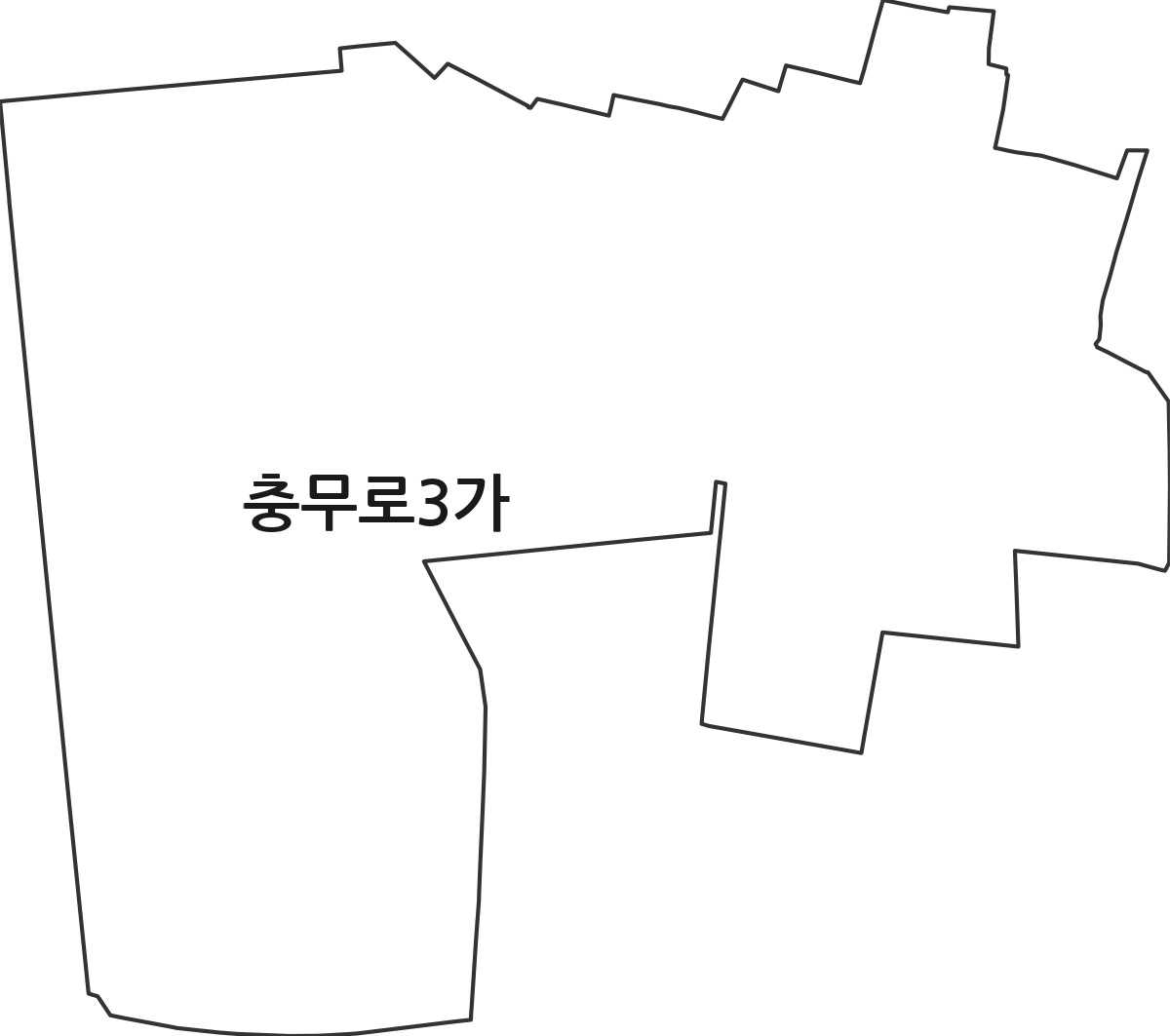 서울특별시 중구 충무로3가 법정동 행정구역 경계 지도