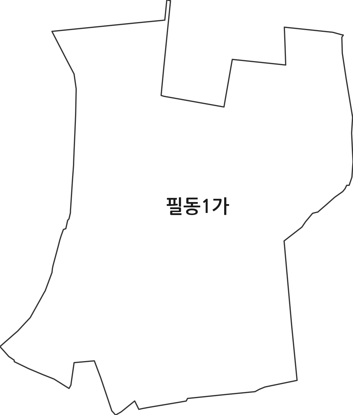 서울특별시 중구 필동1가 법정동 행정구역 경계 지도