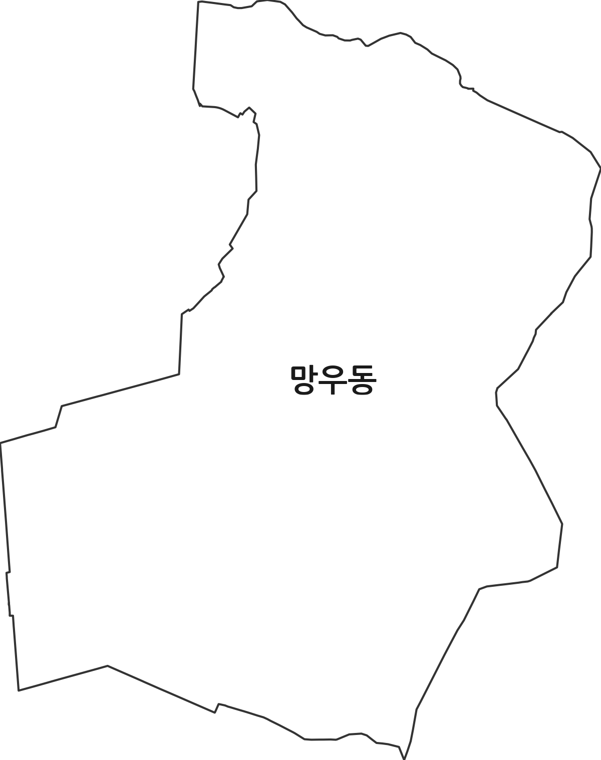 서울특별시 중랑구 망우동 법정동 행정구역 경계 지도