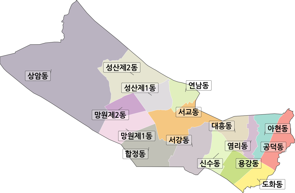 서울특별시 마포구 행정동 행정구역 경계 지도