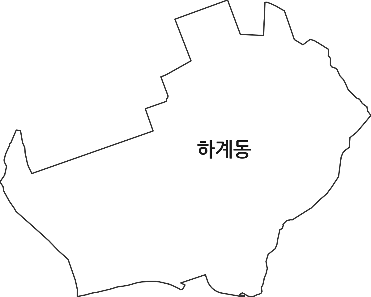 서울특별시 노원구 하계동 법정동 행정구역 경계 지도