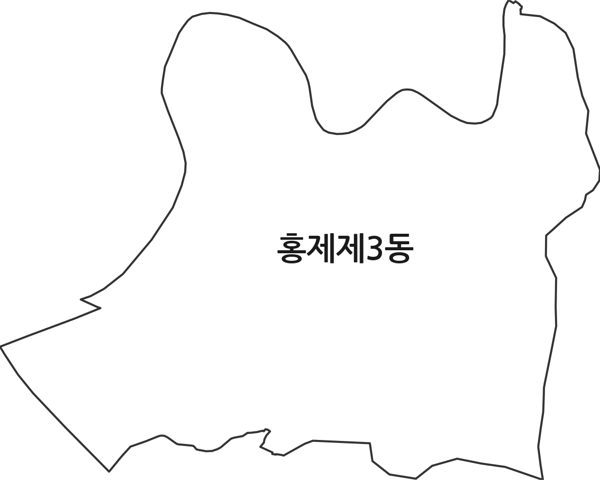 서울특별시 서대문구 홍제제3동 행정동 행정구역 경계 지도