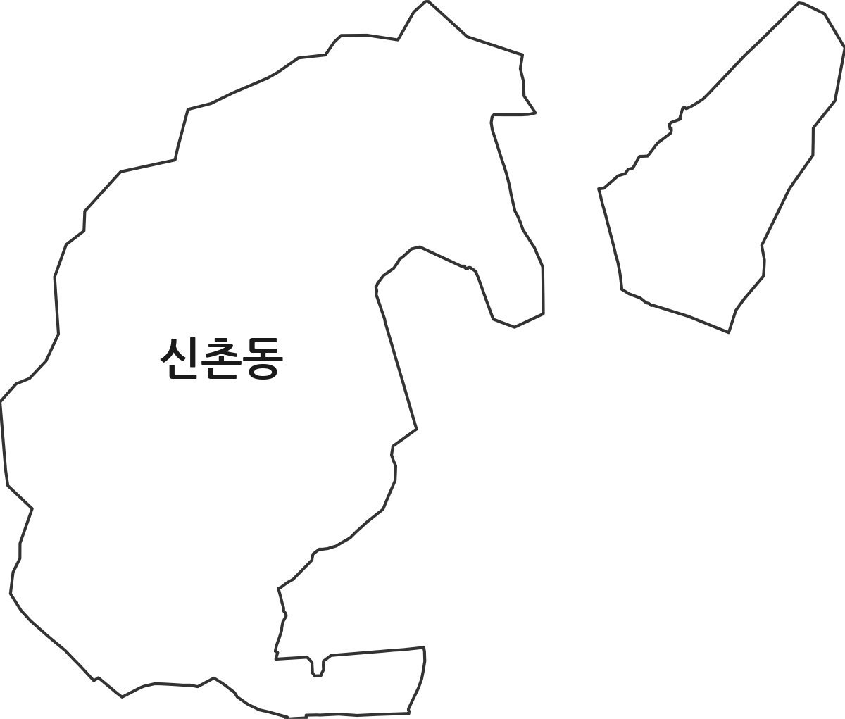 서울특별시 서대문구 신촌동 법정동 행정구역 경계 지도