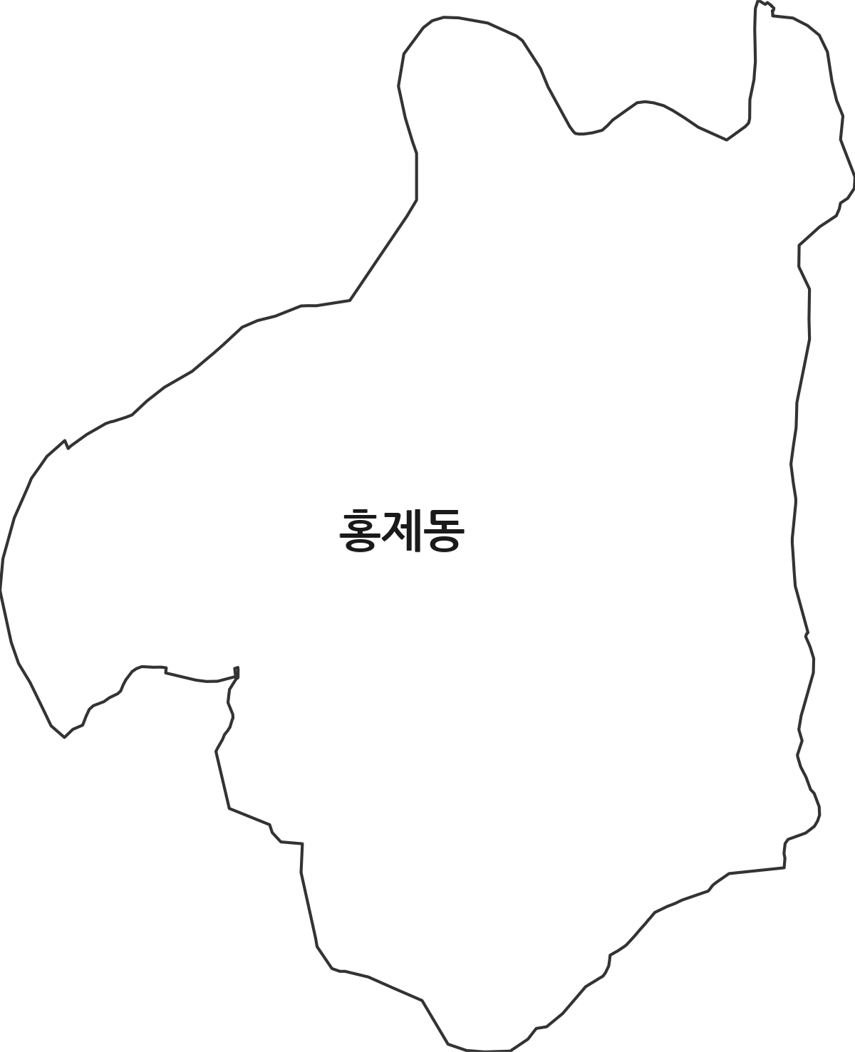 서울특별시 서대문구 홍제동 법정동 행정구역 경계 지도