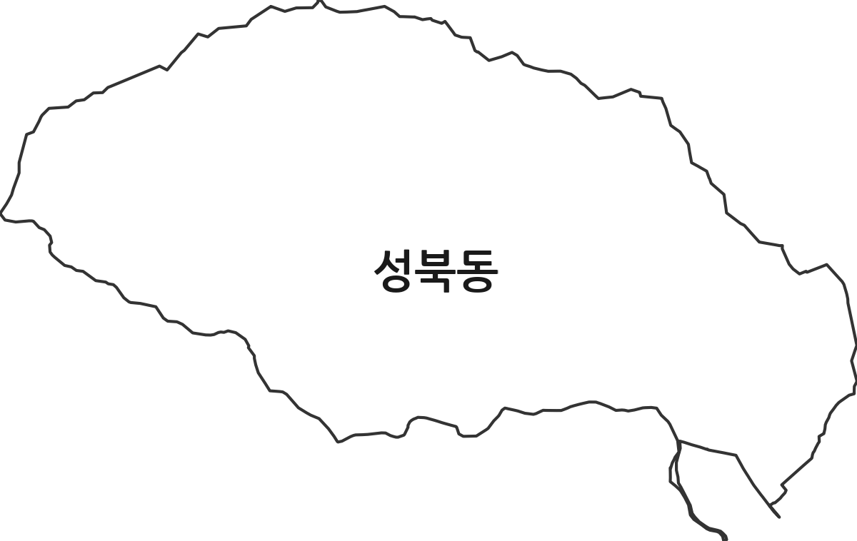 서울특별시 성북구 성북동 법정동 행정구역 경계 지도