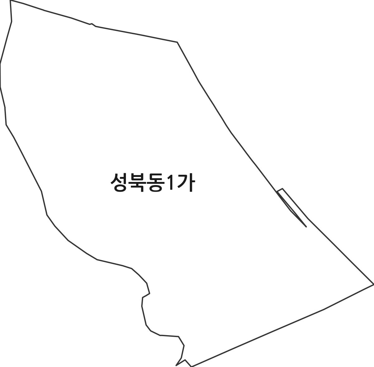 서울특별시 성북구 성북동1가 법정동 행정구역 경계 지도