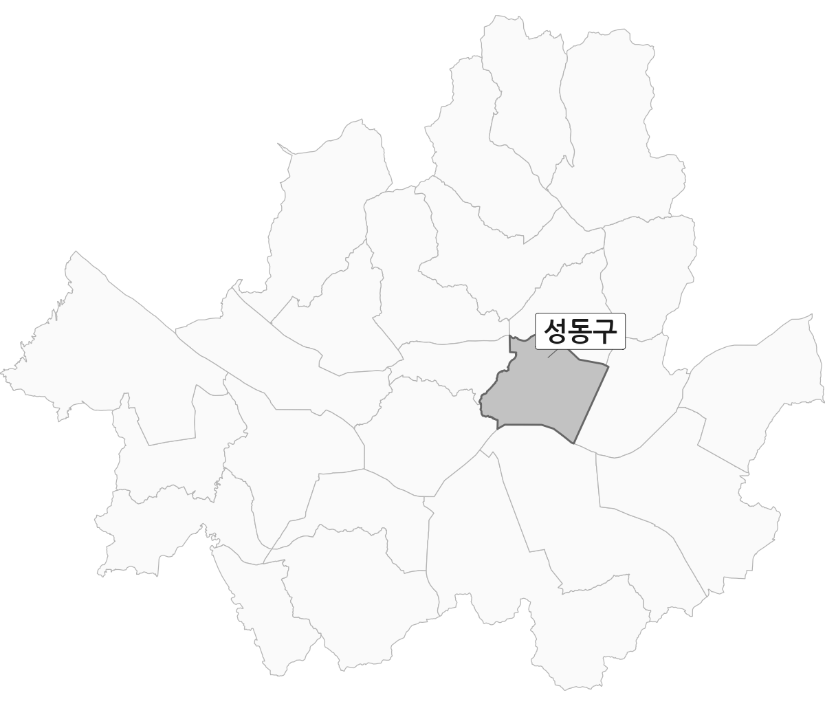 서울특별시 범위 내 성동구 행정구역 경계 지도