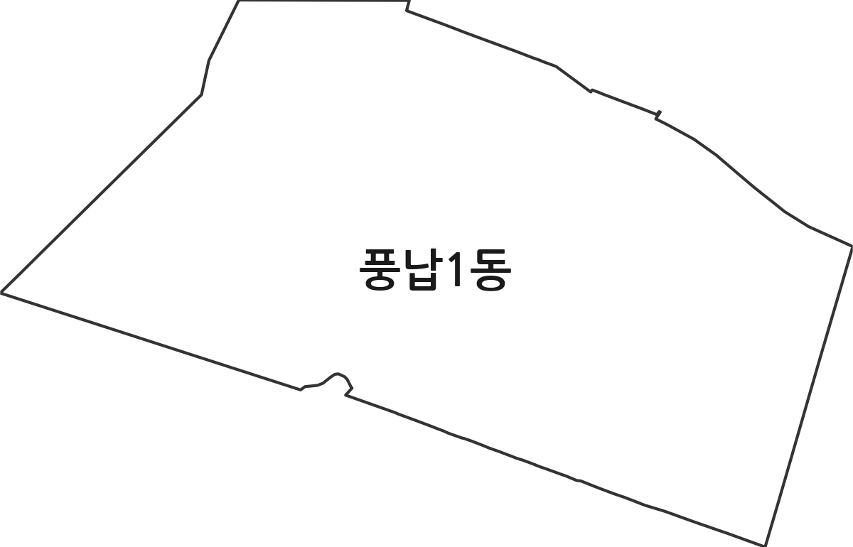 서울특별시 송파구 풍납1동 행정동 행정구역 경계 지도