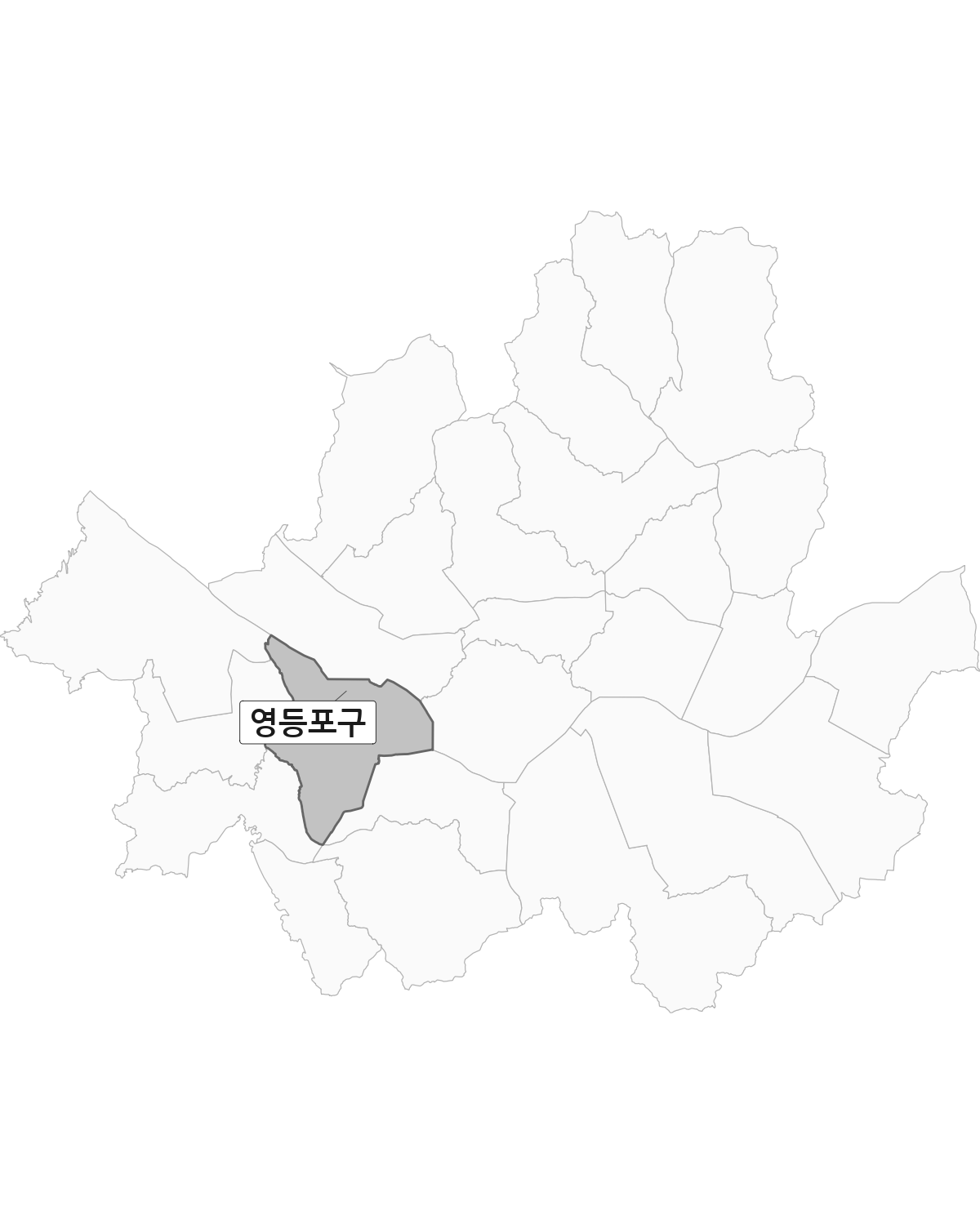 서울특별시 범위 내 영등포구 행정구역 경계 지도
