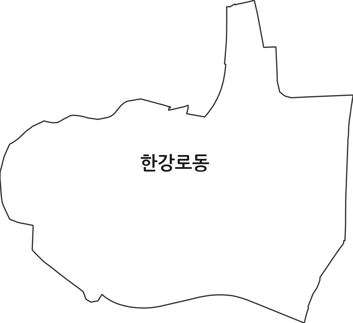 서울특별시 용산구 한강로동 행정동 행정구역 경계 지도