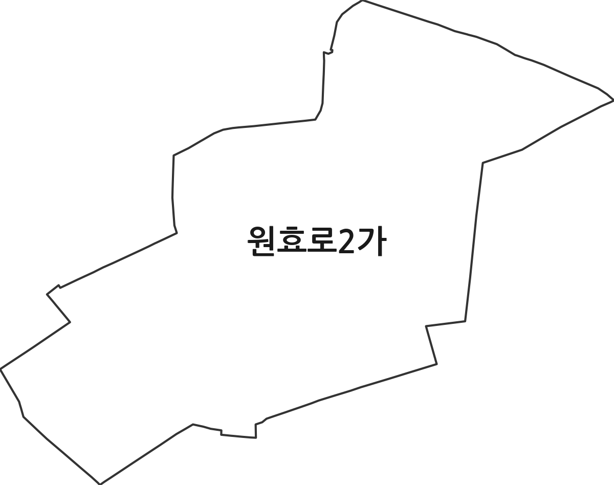 서울특별시 용산구 원효로2가 법정동 행정구역 경계 지도