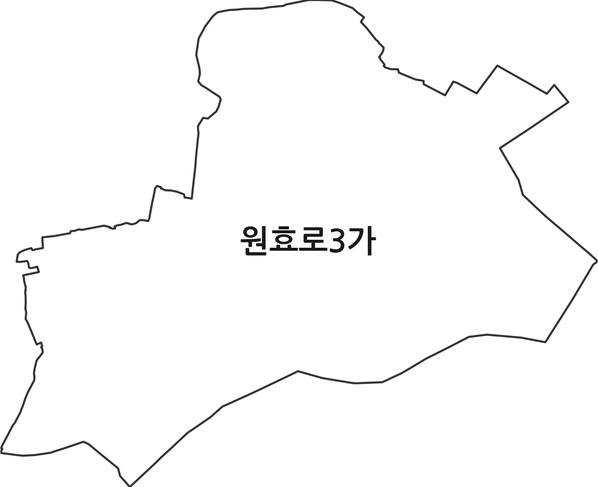 서울특별시 용산구 원효로3가 법정동 행정구역 경계 지도