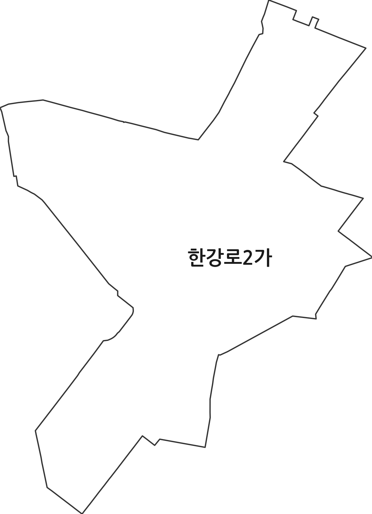 서울특별시 용산구 한강로2가 법정동 행정구역 경계 지도