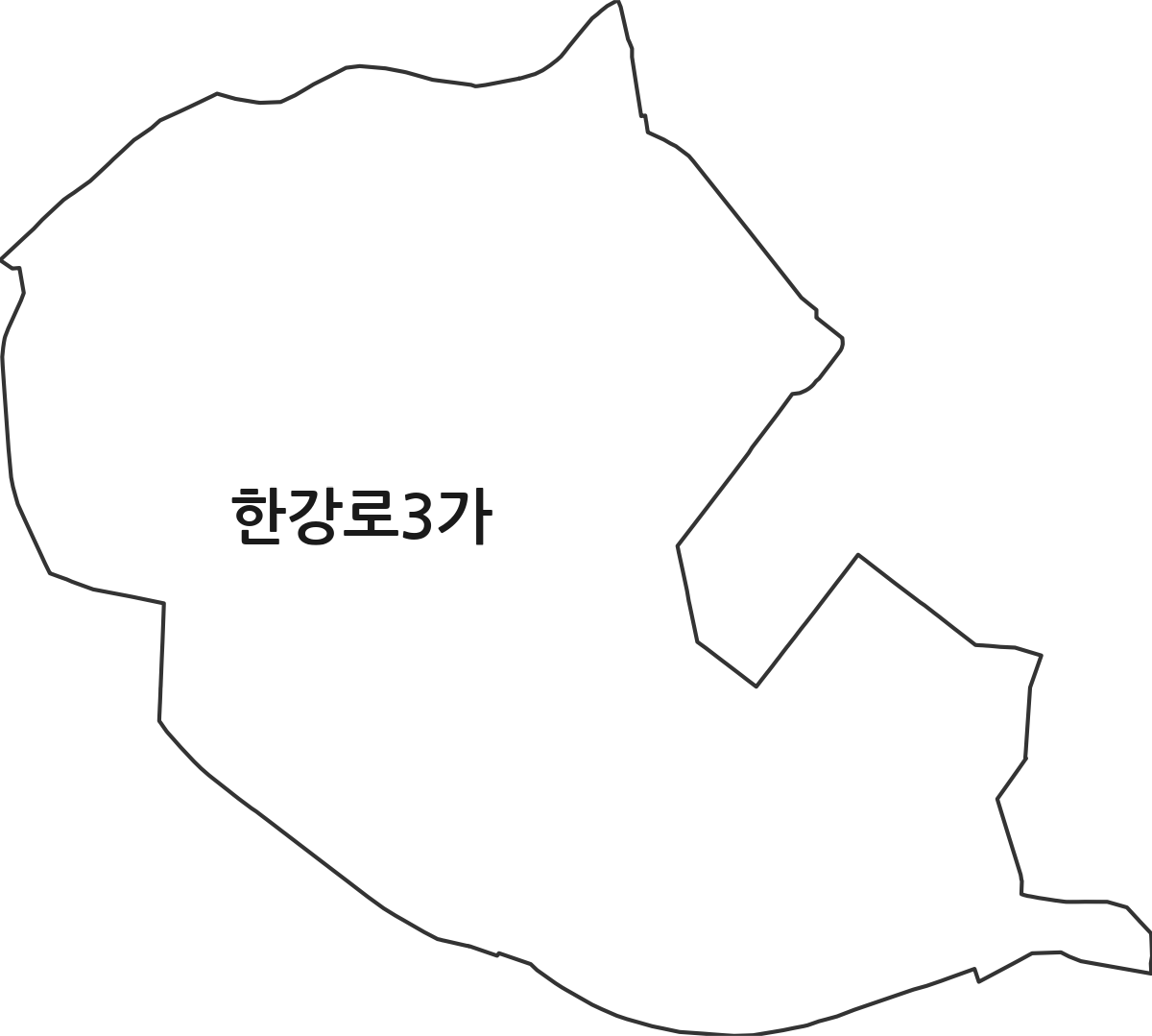 서울특별시 용산구 한강로3가 법정동 행정구역 경계 지도
