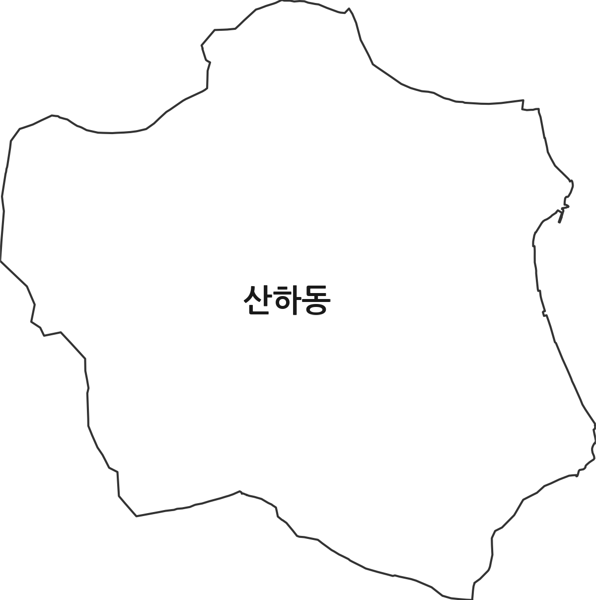 울산광역시 북구 산하동 법정동 행정구역 경계 지도
