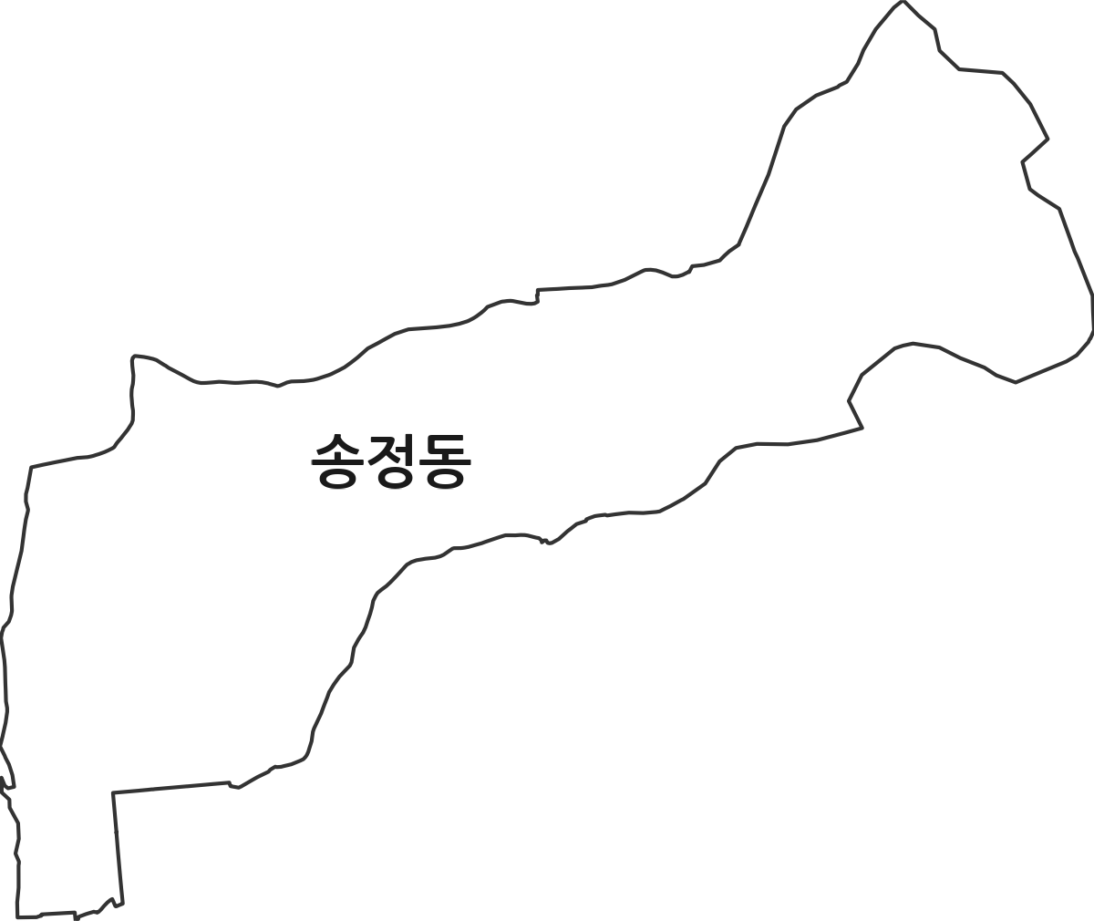 울산광역시 북구 송정동 법정동 행정구역 경계 지도