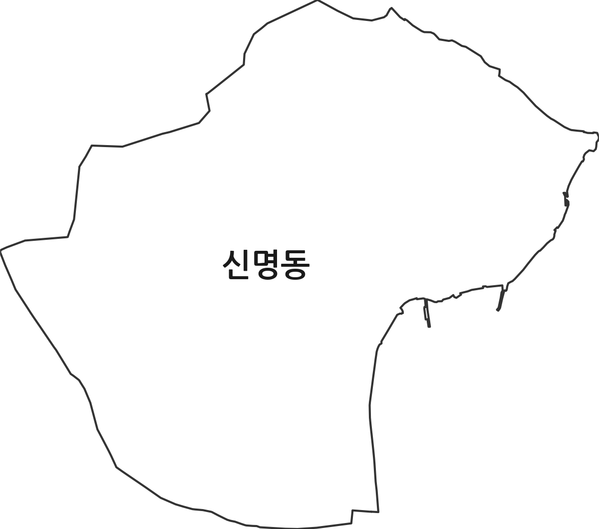 울산광역시 북구 신명동 법정동 행정구역 경계 지도