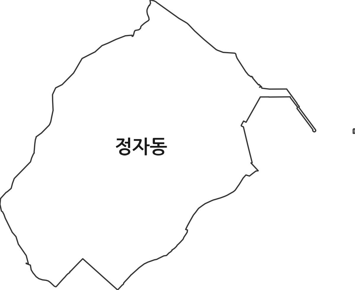 울산광역시 북구 정자동 법정동 행정구역 경계 지도