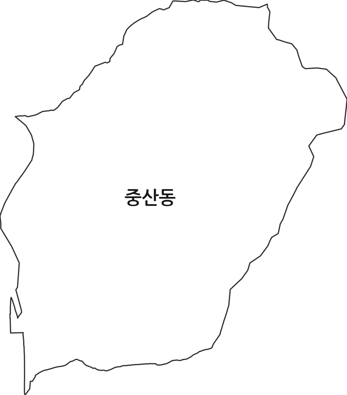 울산광역시 북구 중산동 법정동 행정구역 경계 지도
