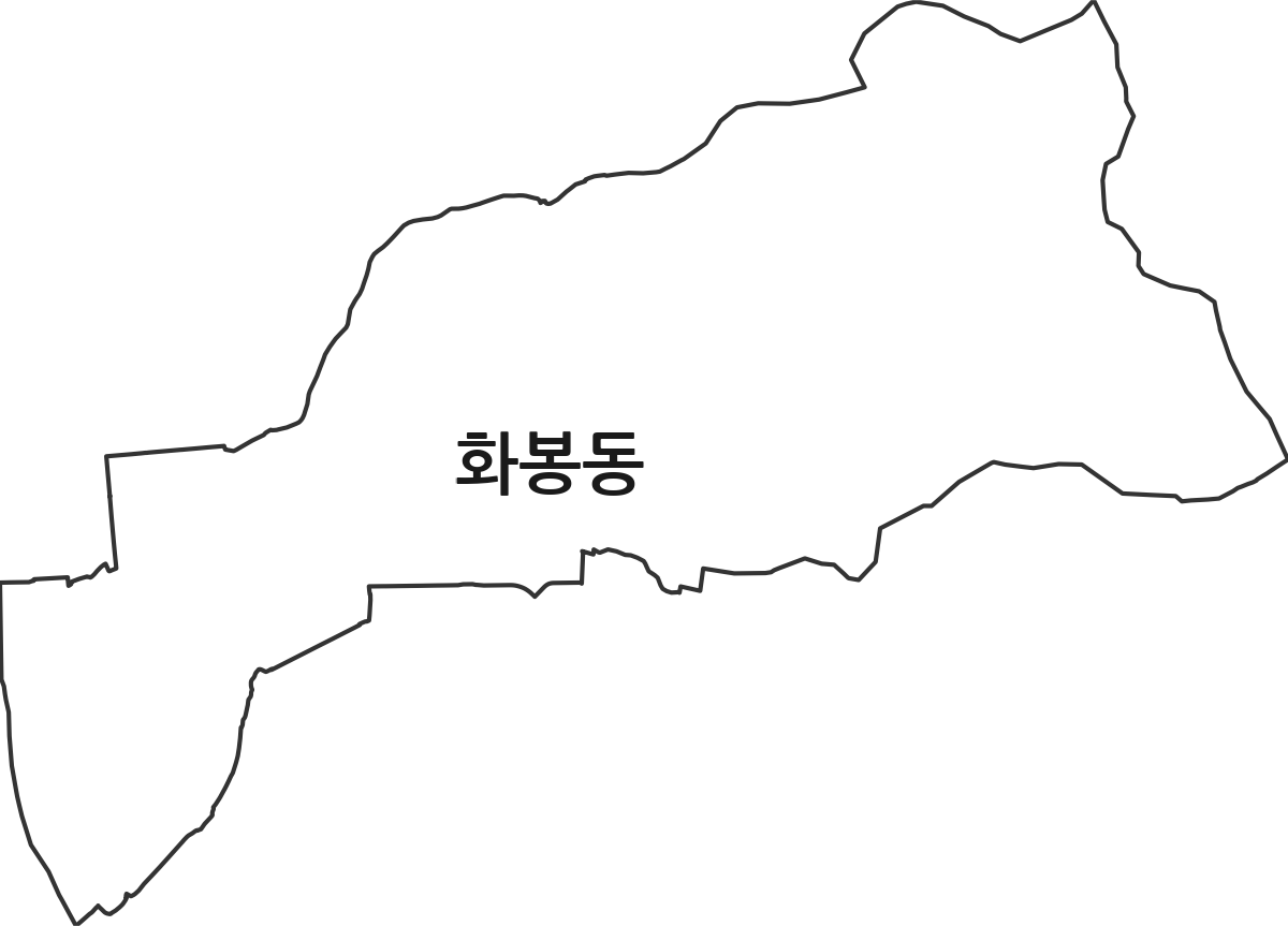 울산광역시 북구 화봉동 법정동 행정구역 경계 지도