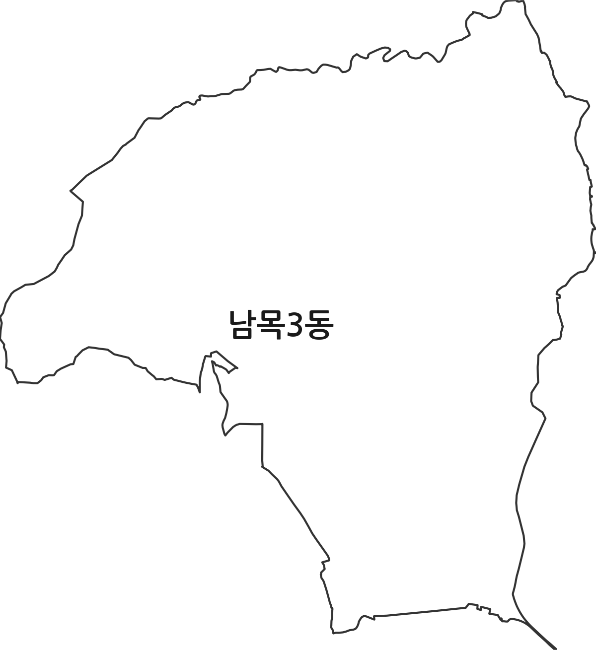 울산광역시 동구 남목3동 행정동 행정구역 경계 지도