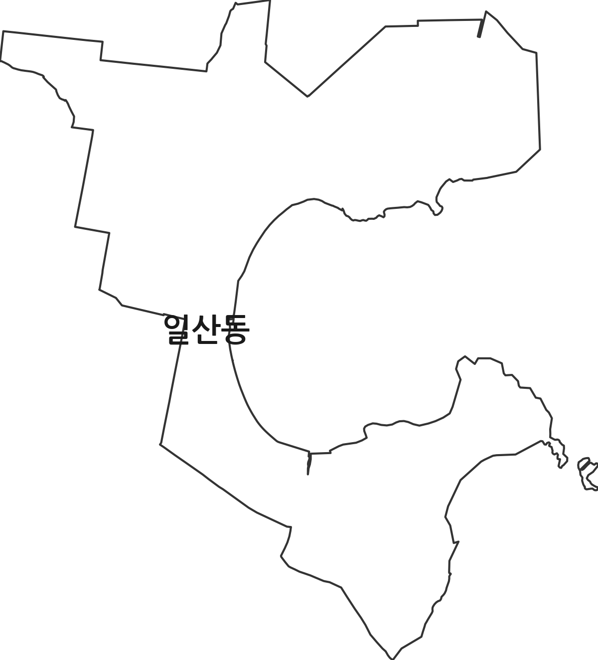 울산광역시 동구 일산동 행정동 행정구역 경계 지도