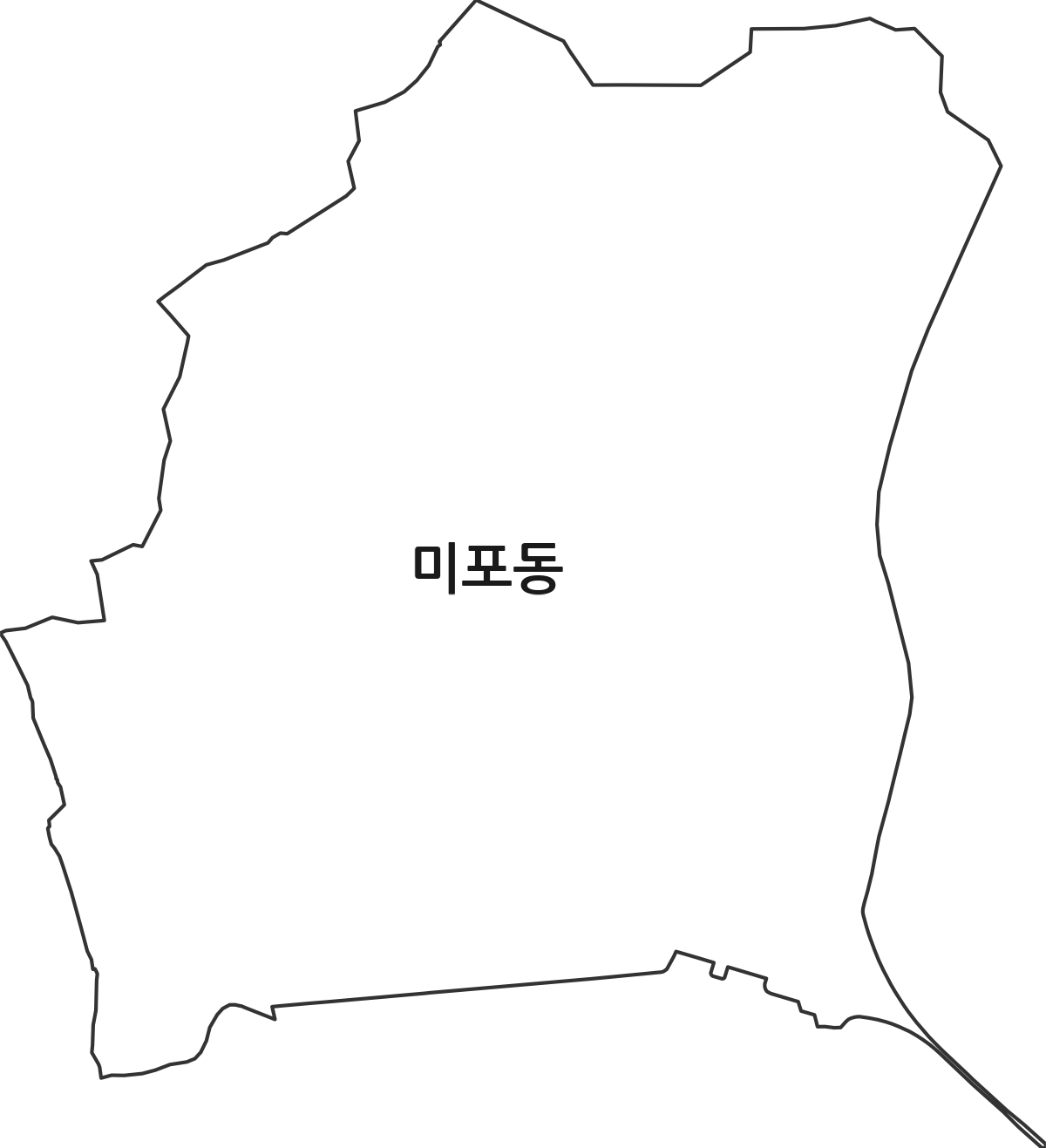 울산광역시 동구 미포동 법정동 행정구역 경계 지도