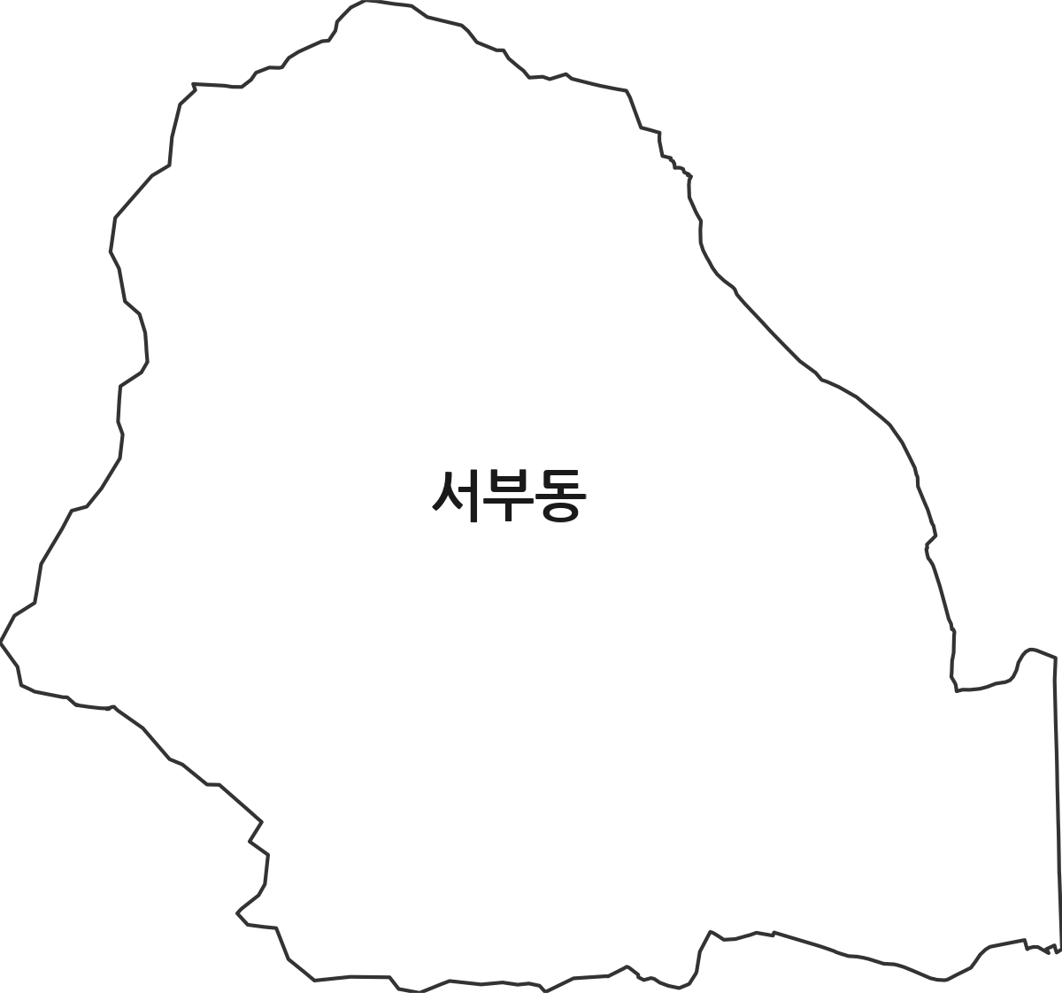 울산광역시 동구 서부동 법정동 행정구역 경계 지도