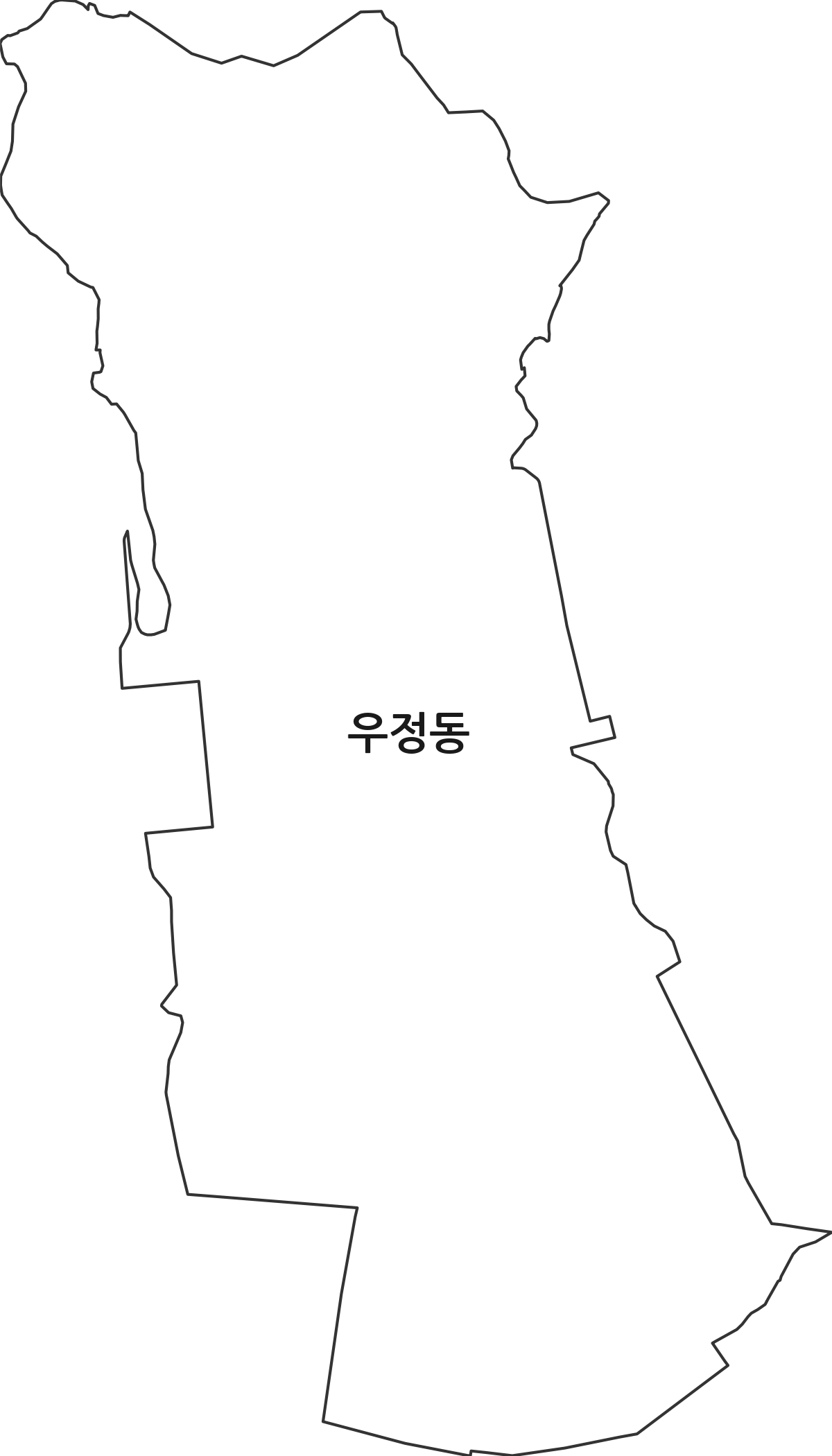 울산광역시 중구 우정동 행정동 행정구역 경계 지도