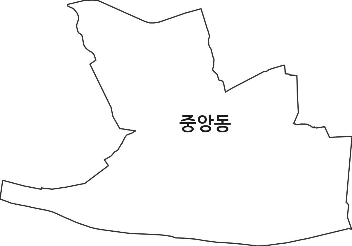 울산광역시 중구 중앙동 행정동 행정구역 경계 지도