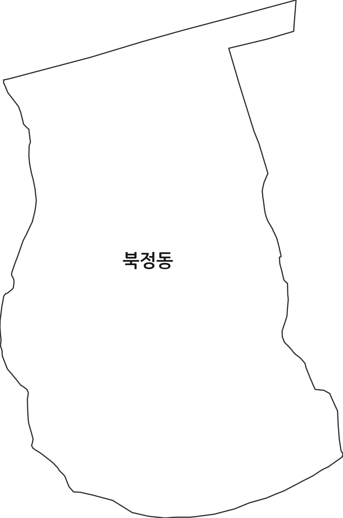 울산광역시 중구 북정동 법정동 행정구역 경계 지도